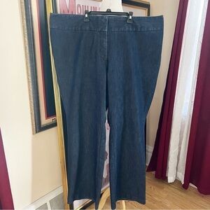 Halogen by Encore Dark Denim Trouser Wide Leg Pants Size 22W